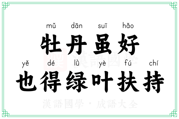 牡丹虽好，也得绿叶扶持